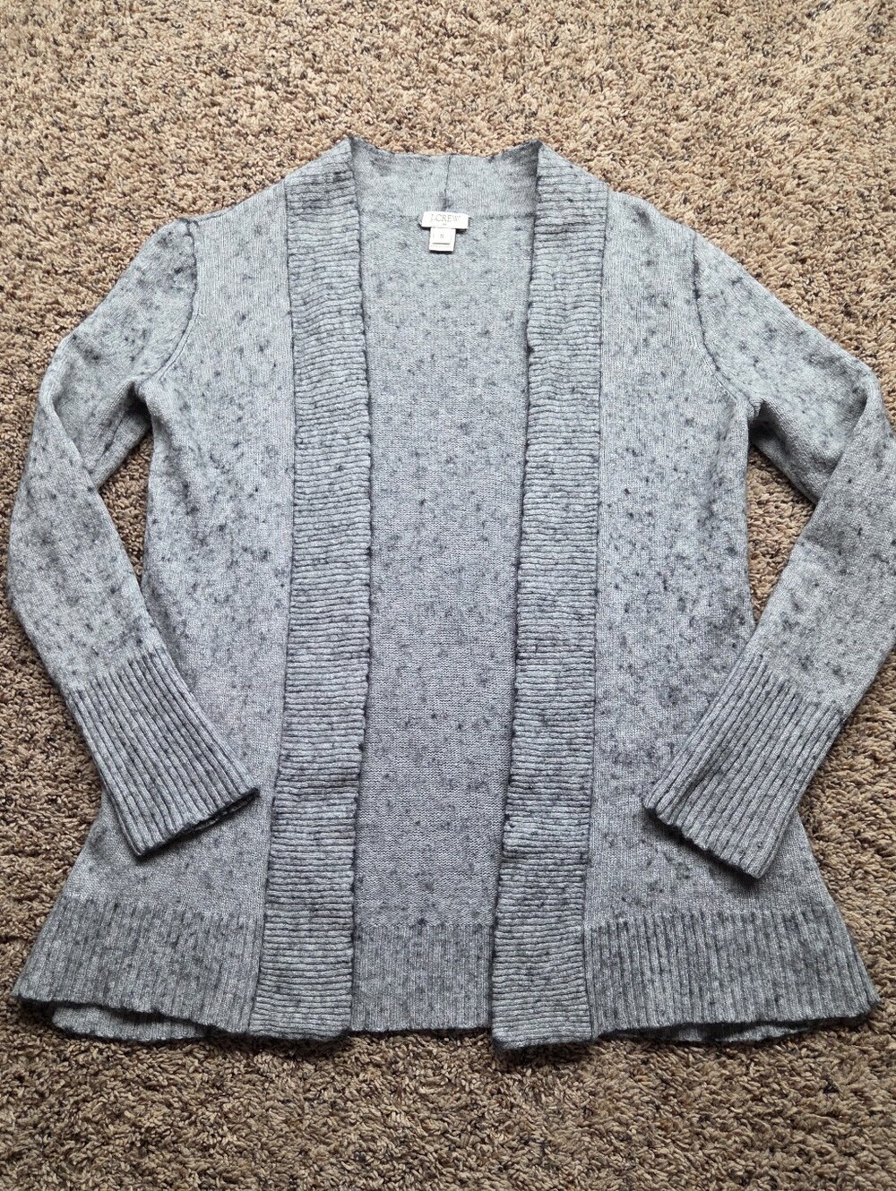 J.Crew Women's Merino Wool Open Cardigan Sweater with Black Flecks Size Small